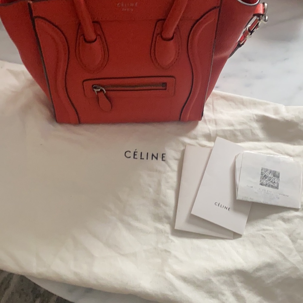 Celine Nano Luggage Bag Crossbody Coral-Orange - Picture 9 of 9